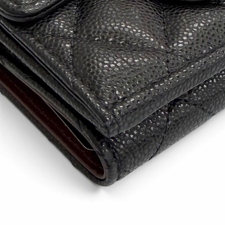 Excellent CHANEL COCO Mark Compact Wallet Tri-fold Wallet with Random Number