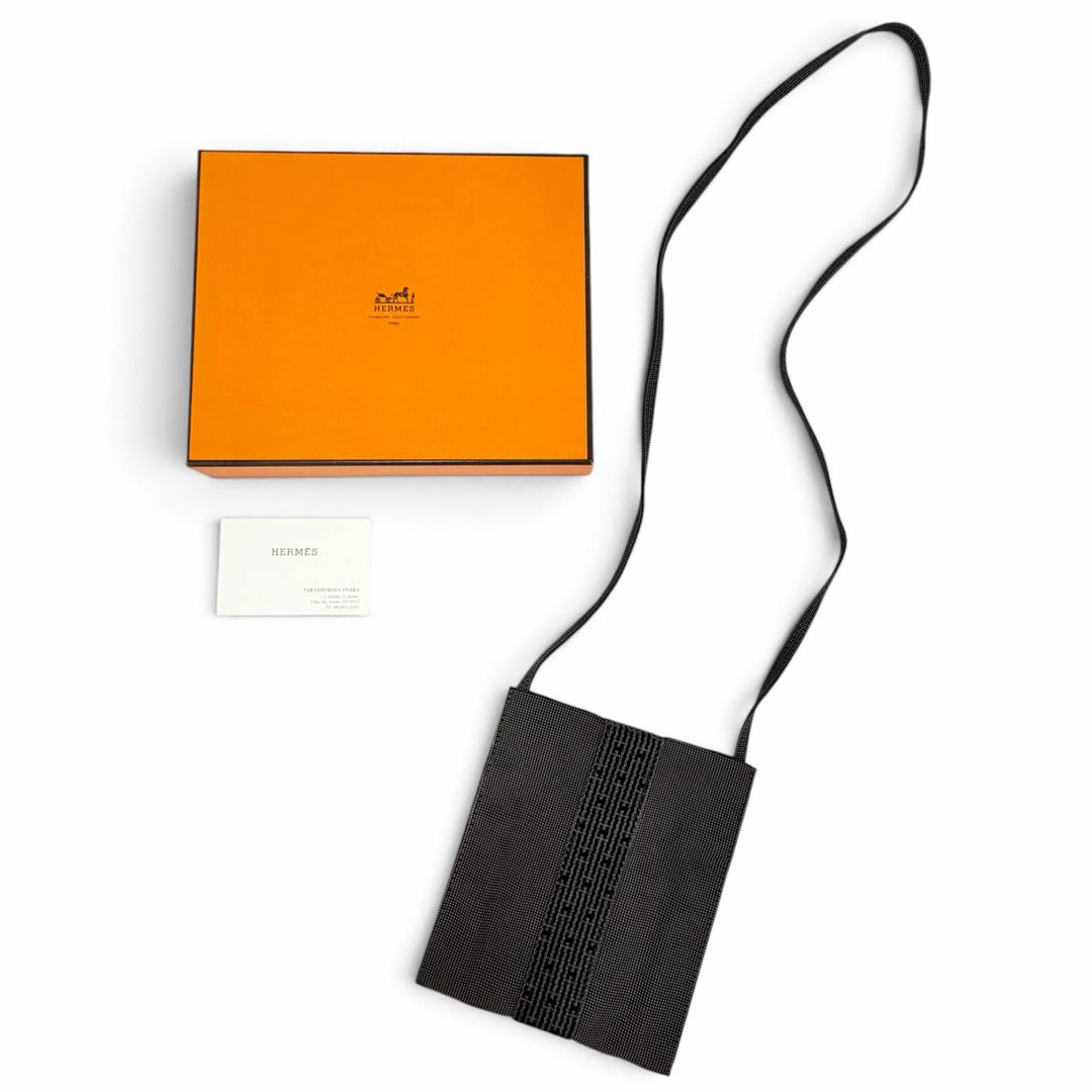 Pristine HERMES Shoulder Bag Her Line H logo canvas pochette cross sling bag