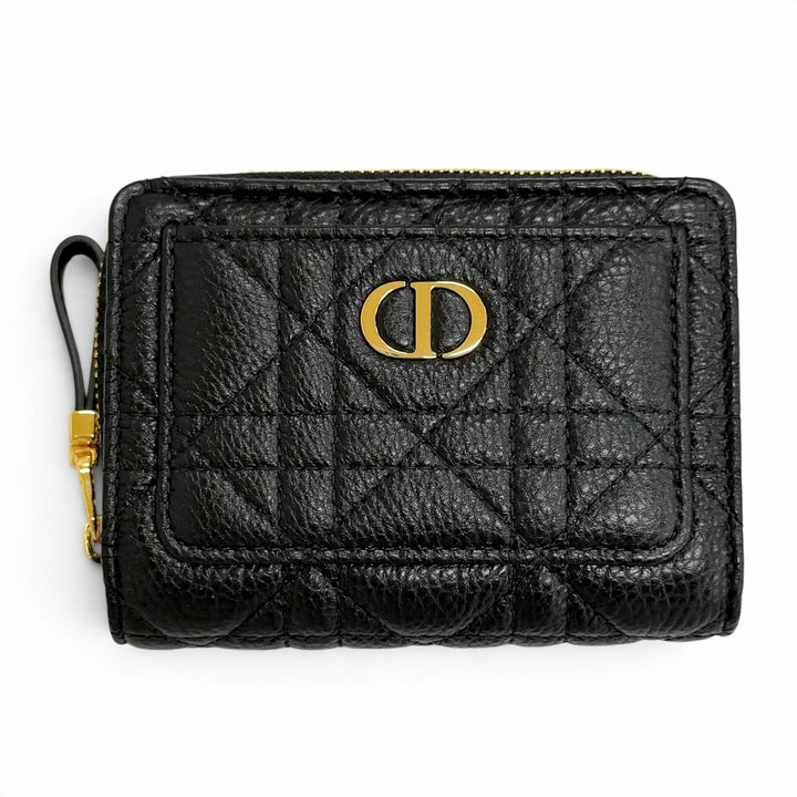 Pristine Christian Dior Dior Caro Acacias Cannage Leather Compact Wallet