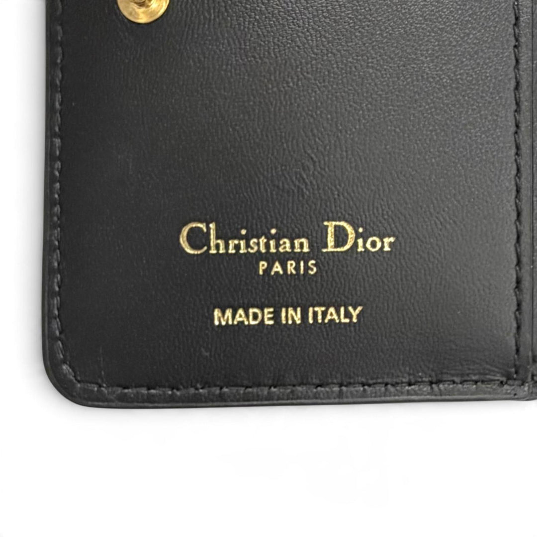 Pristine Christian Dior Dior Caro Acacias Cannage Leather Compact Wallet