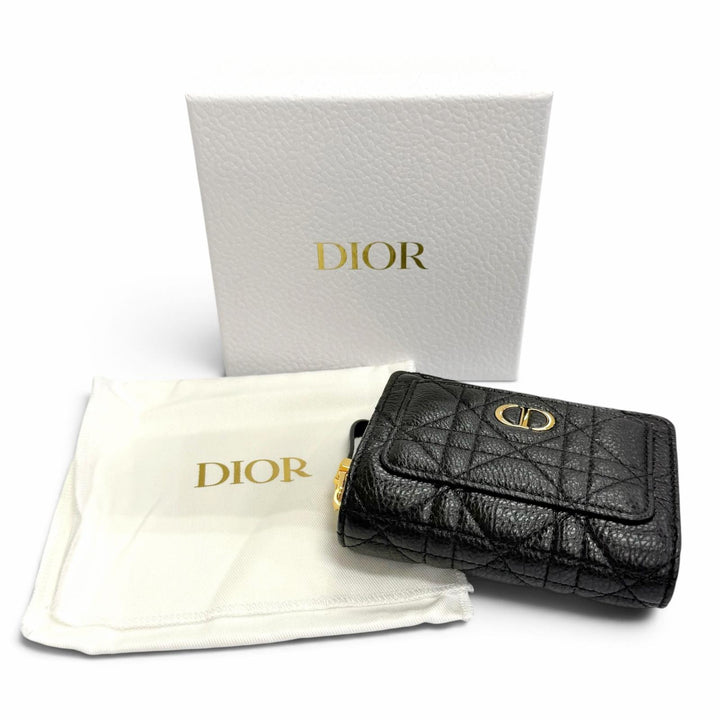 Pristine Christian Dior Dior Caro Acacias Cannage Leather Compact Wallet
