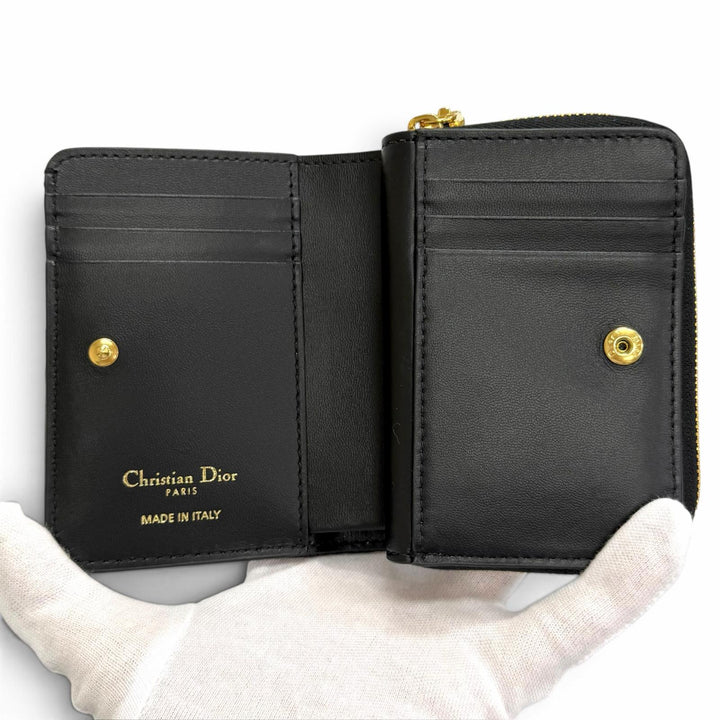 Pristine Christian Dior Dior Caro Acacias Cannage Leather Compact Wallet