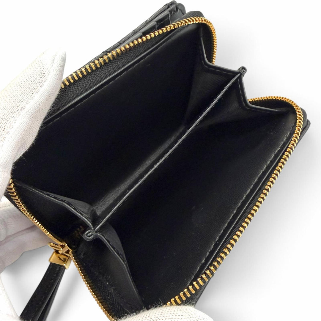 Pristine Christian Dior Dior Caro Acacias Cannage Leather Compact Wallet