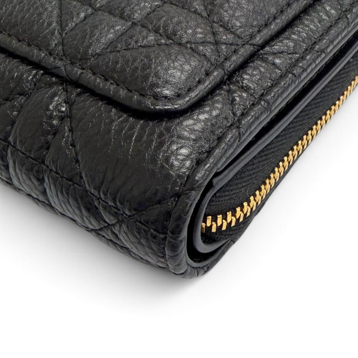 Pristine Christian Dior Dior Caro Acacias Cannage Leather Compact Wallet