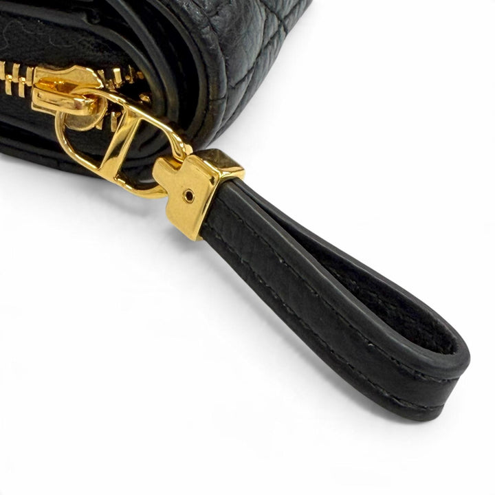 Pristine Christian Dior Dior Caro Acacias Cannage Leather Compact Wallet