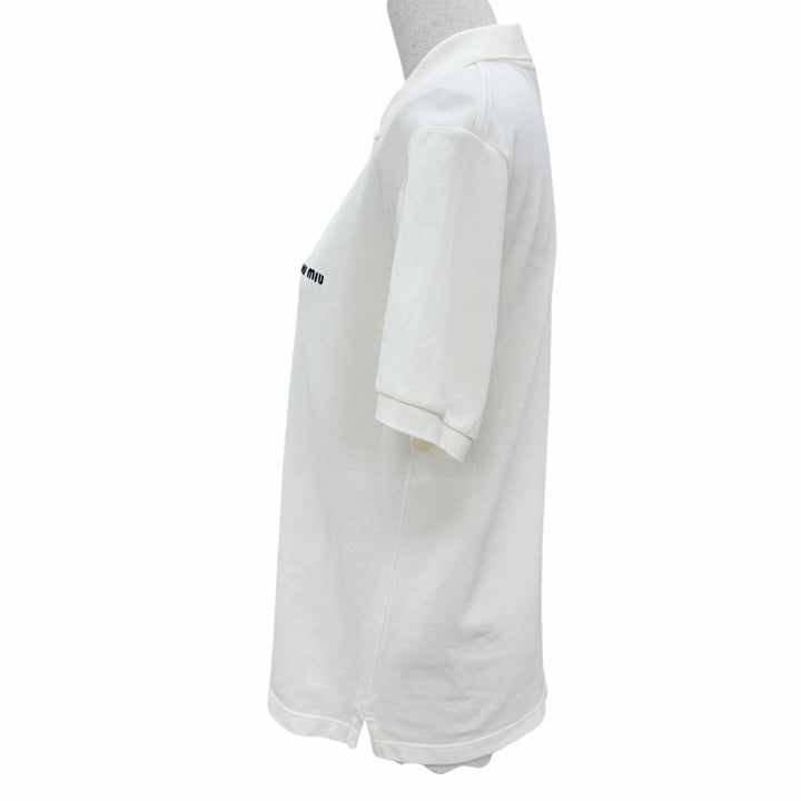 Great MIUMIU Short sleeve polo shirt Logo embroidery cotton pique white XS