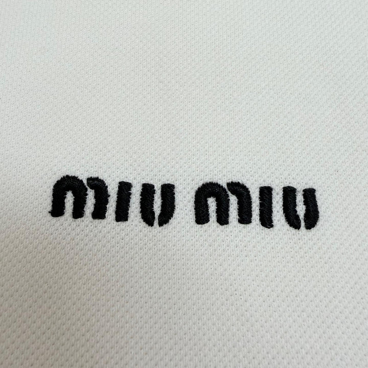 Great MIUMIU Short sleeve polo shirt Logo embroidery cotton pique white XS