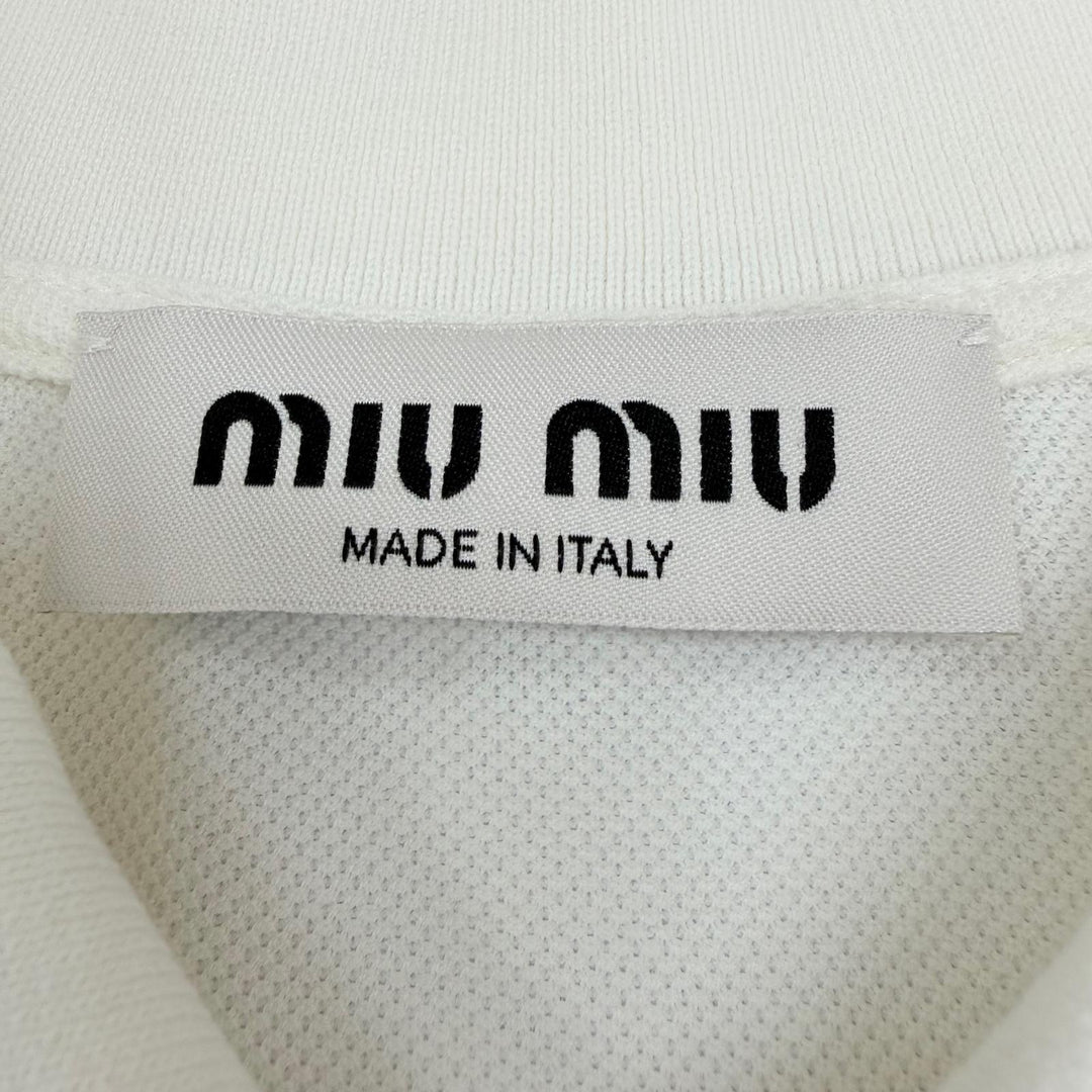 Great MIUMIU Short sleeve polo shirt Logo embroidery cotton pique white XS