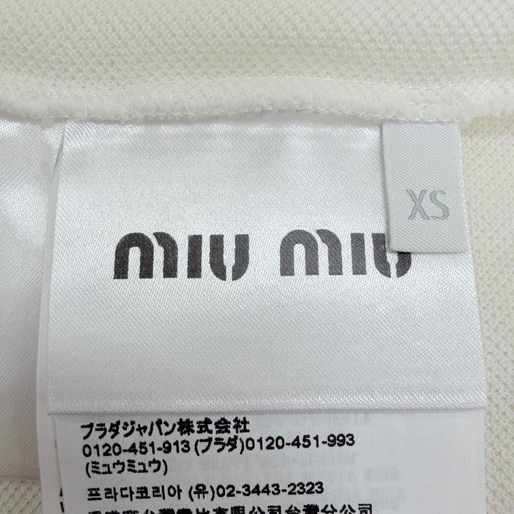 Great MIUMIU Short sleeve polo shirt Logo embroidery cotton pique white XS