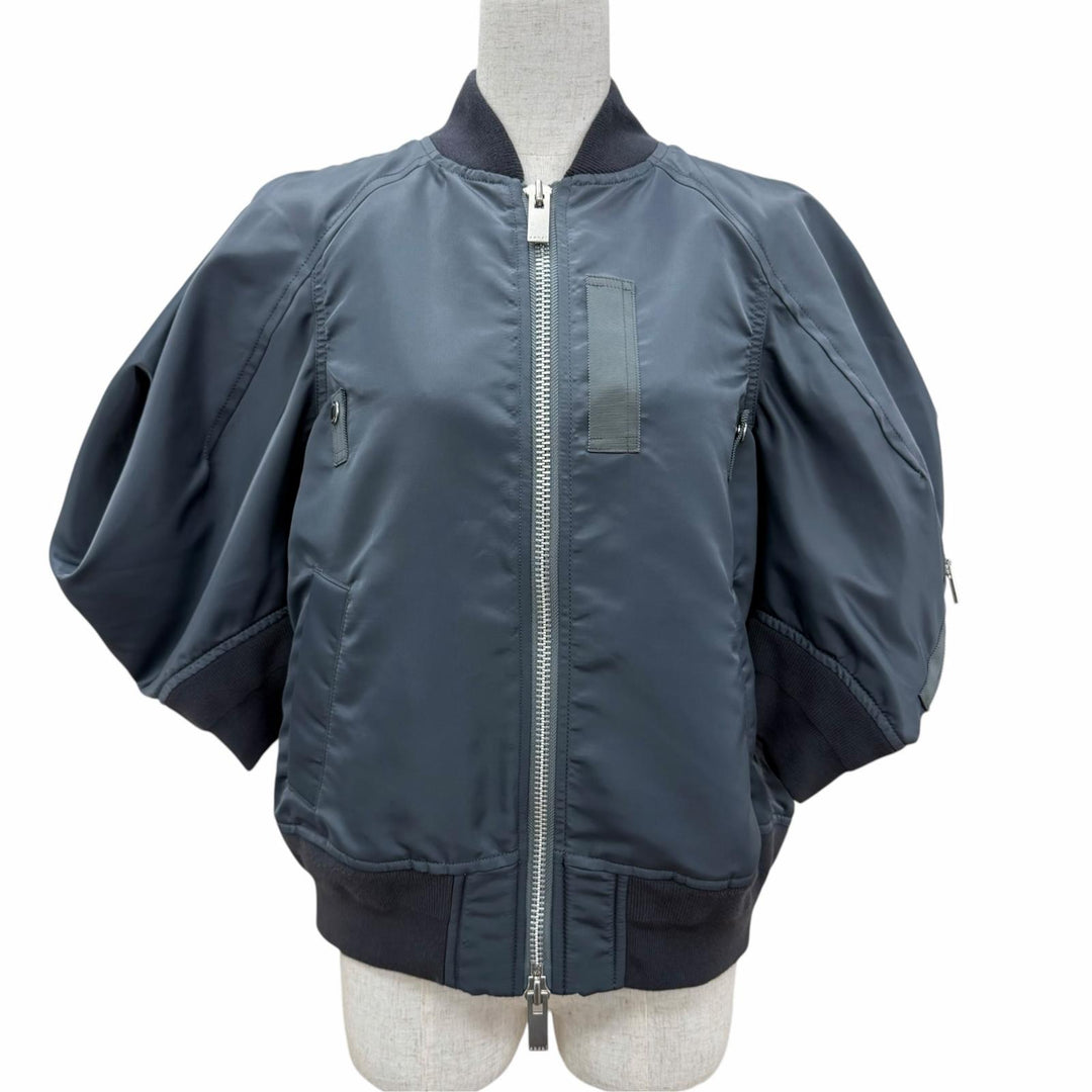 Excellent Sacai Bomber jacket Nylon Twill Blouson Padded ZIP UP Gray 1 25-07672