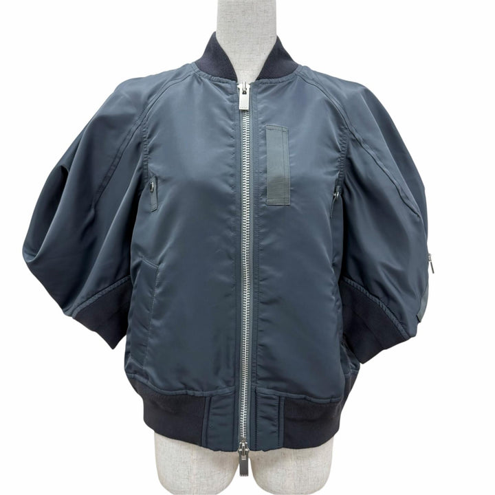 Excellent Sacai Bomber jacket Nylon Twill Blouson Padded ZIP UP Gray 1 25-07672
