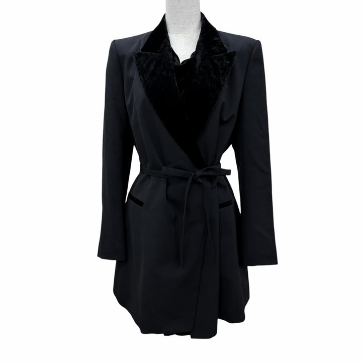 Pristine Jean Paul Gaultier FEMME Jacket Velvet trim design black wool Women 40