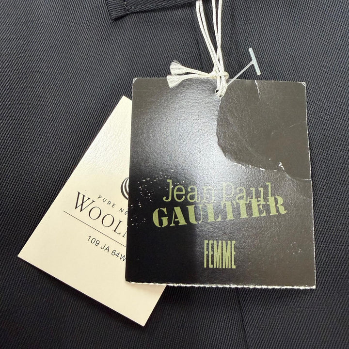 Pristine Jean Paul Gaultier FEMME Jacket Velvet trim design black wool Women 40