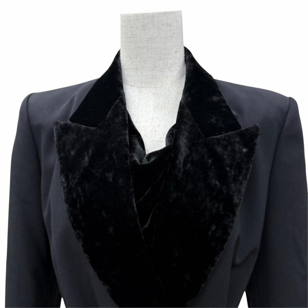 Pristine Jean Paul Gaultier FEMME Jacket Velvet trim design black wool Women 40