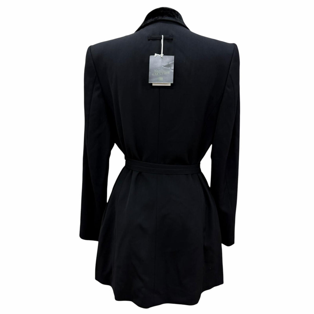 Pristine Jean Paul Gaultier FEMME Jacket Velvet trim design black wool Women 40
