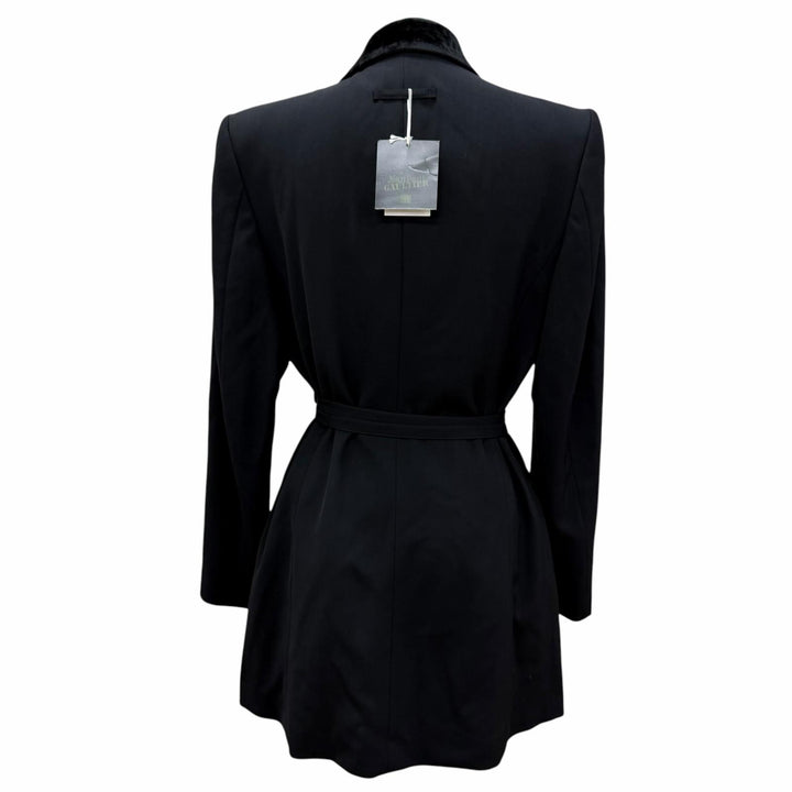 Pristine Jean Paul Gaultier FEMME Jacket Velvet trim design black wool Women 40