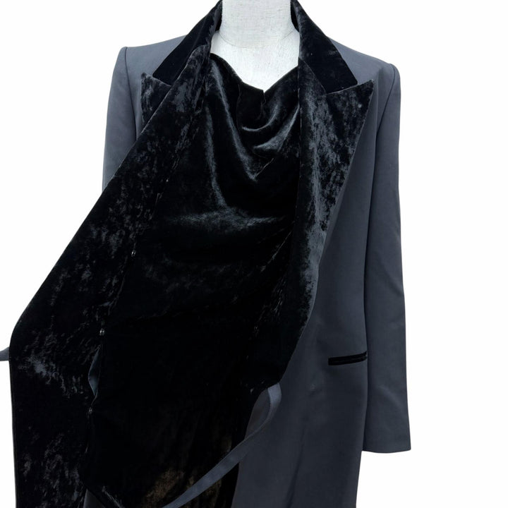 Pristine Jean Paul Gaultier FEMME Jacket Velvet trim design black wool Women 40