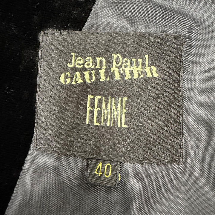 Pristine Jean Paul Gaultier FEMME Jacket Velvet trim design black wool Women 40