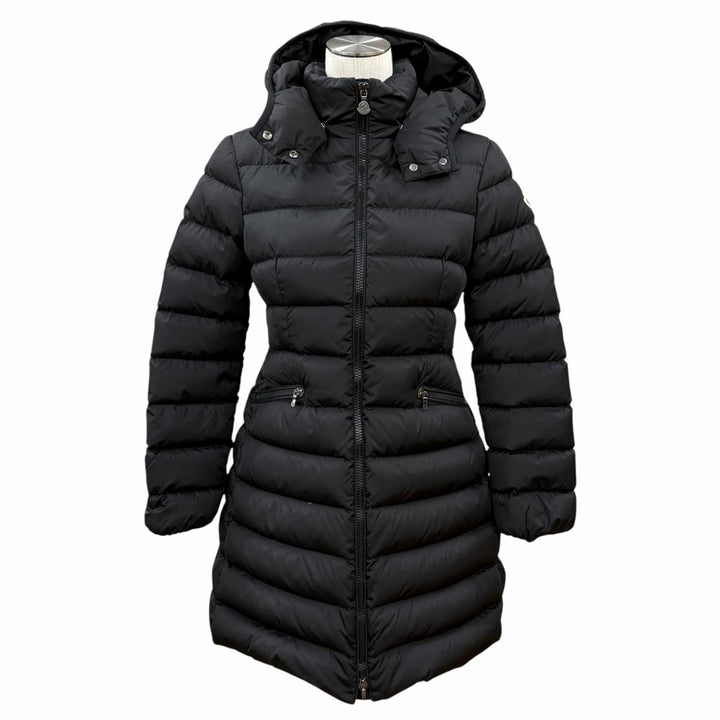 Great MONCLER down coat CHARPAL Logo patch Hooded ZIP UP black Nylon Women