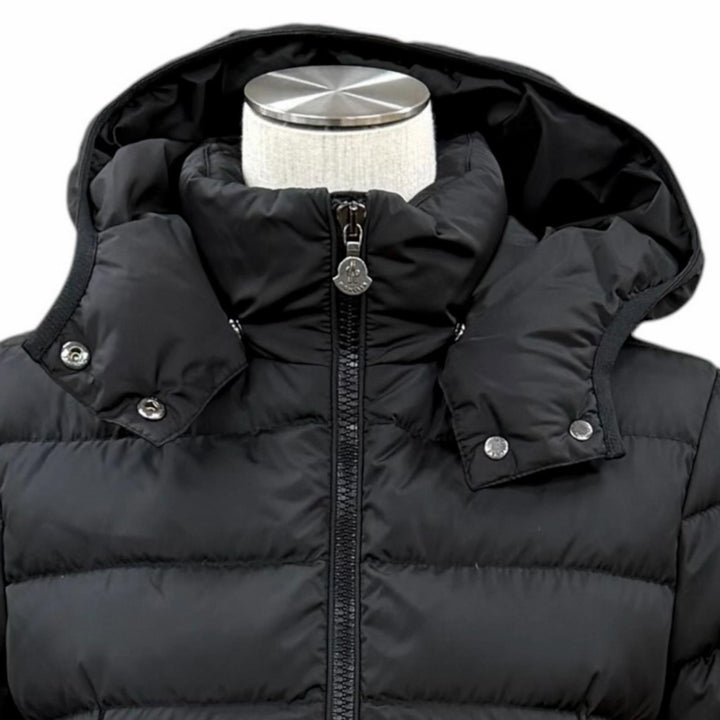 Great MONCLER down coat CHARPAL Logo patch Hooded ZIP UP black Nylon Women