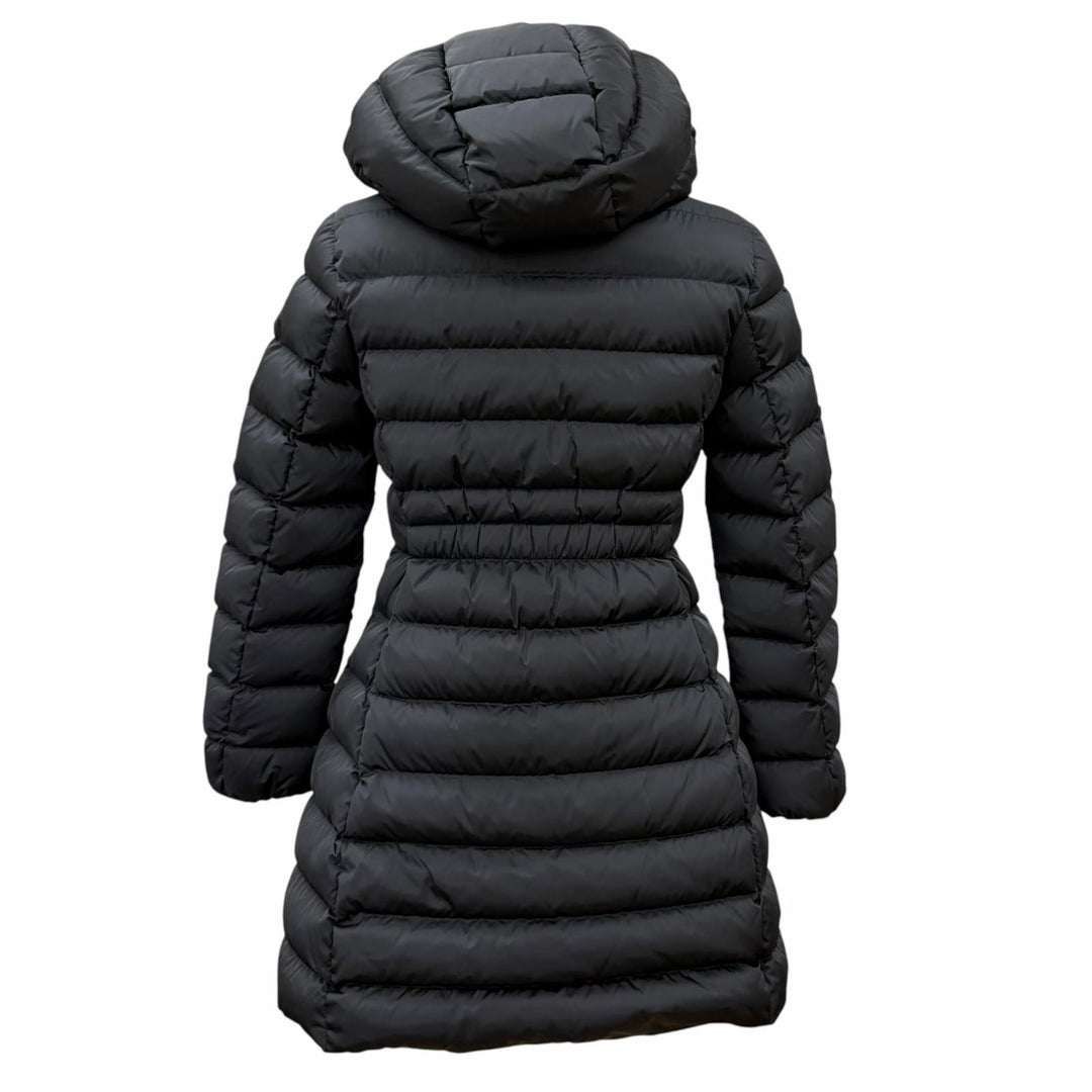 Great MONCLER down coat CHARPAL Logo patch Hooded ZIP UP black Nylon Women