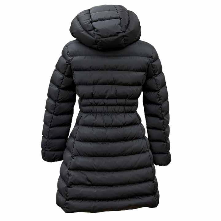 Great MONCLER down coat CHARPAL Logo patch Hooded ZIP UP black Nylon Women