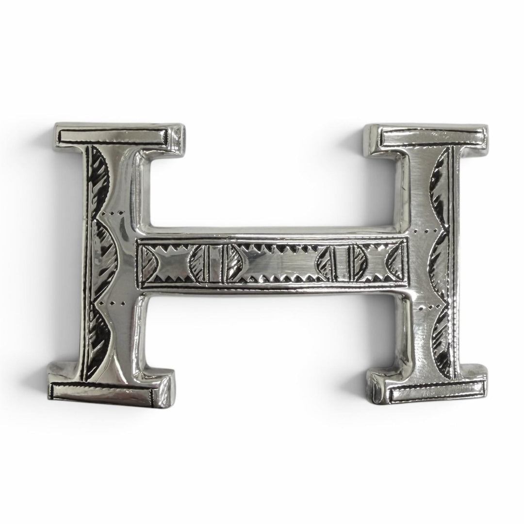 Great HERMES Toareg Hand-Engraved Logo Belt Buckle