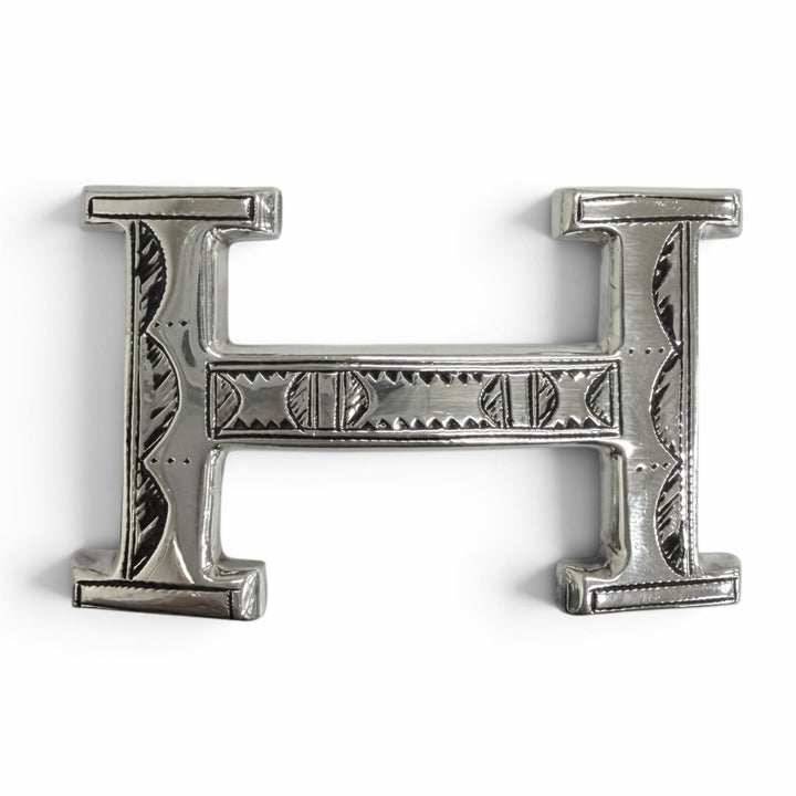 Great HERMES Toareg Hand-Engraved Logo Belt Buckle