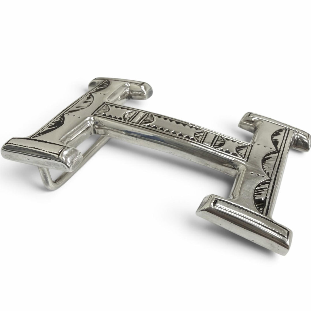 Great HERMES Toareg Hand-Engraved Logo Belt Buckle