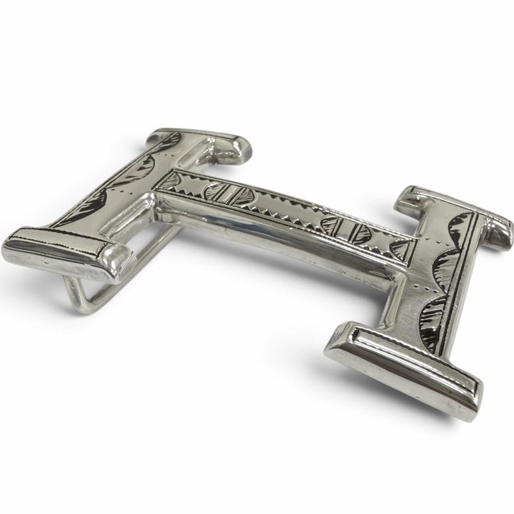 Great HERMES Toareg Hand-Engraved Logo Belt Buckle