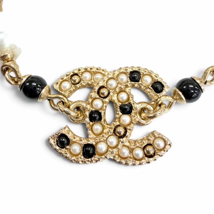 Excellent CHANEL bracelet COCO Mark Eco Pearl gold metal Women A21P AB6035