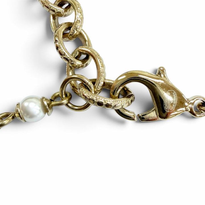 Excellent CHANEL bracelet COCO Mark Eco Pearl gold metal Women A21P AB6035