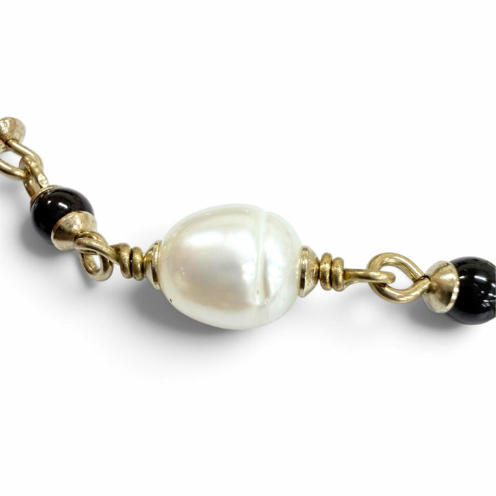 Excellent CHANEL bracelet COCO Mark Eco Pearl gold metal Women A21P AB6035