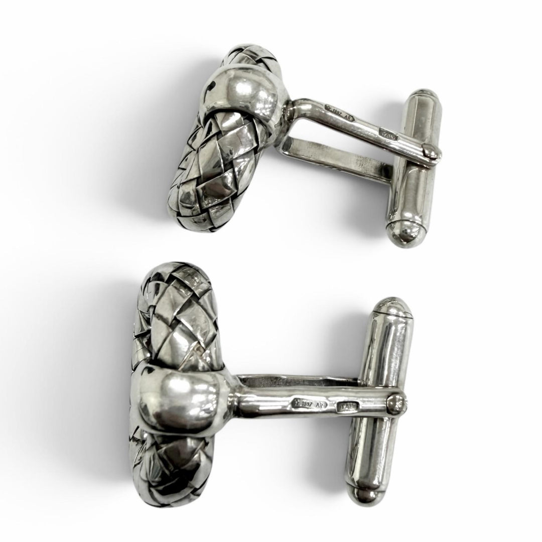 Great BOTTEGAVENETA Cufflinks cufflinks INTRECCIATO Silver SV925 mens