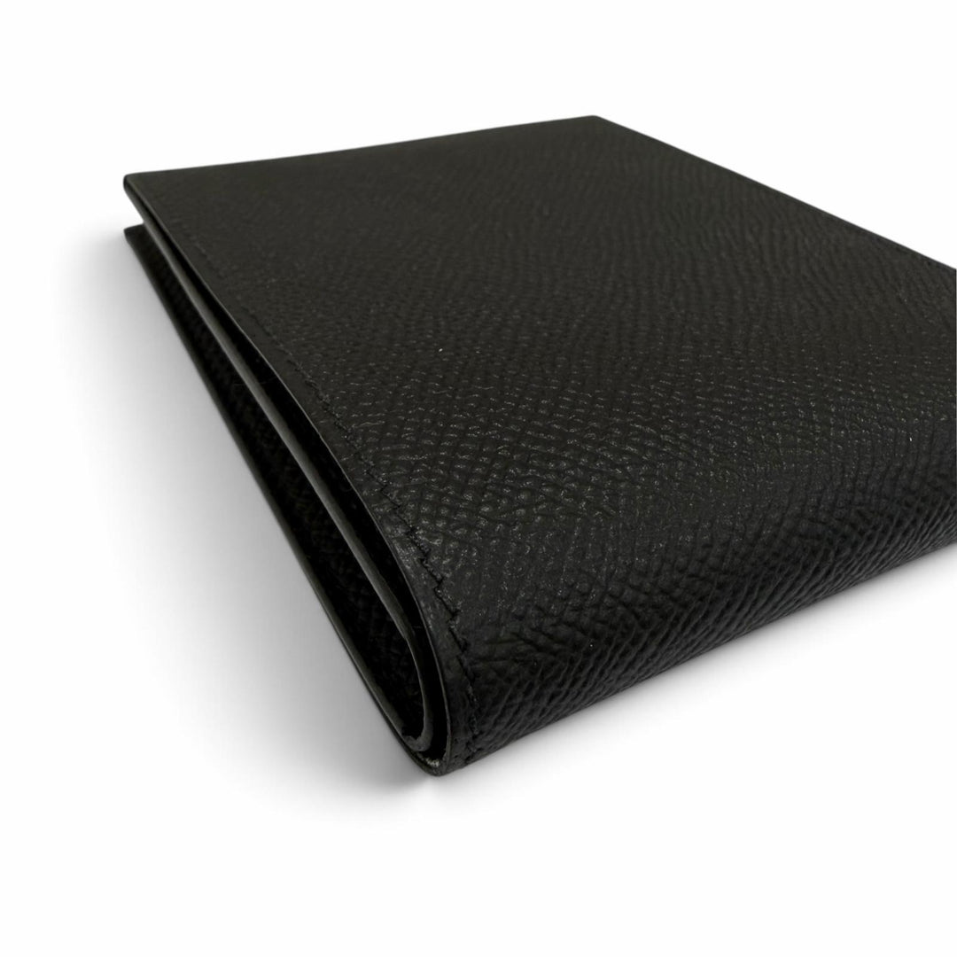 Pristine HERMES Bifold Wallet Citizen Twill Compact black Epsom Leather Women