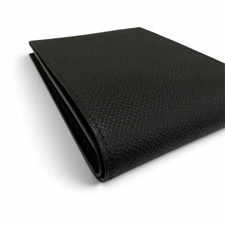Pristine HERMES Bifold Wallet Citizen Twill Compact black Epsom Leather Women
