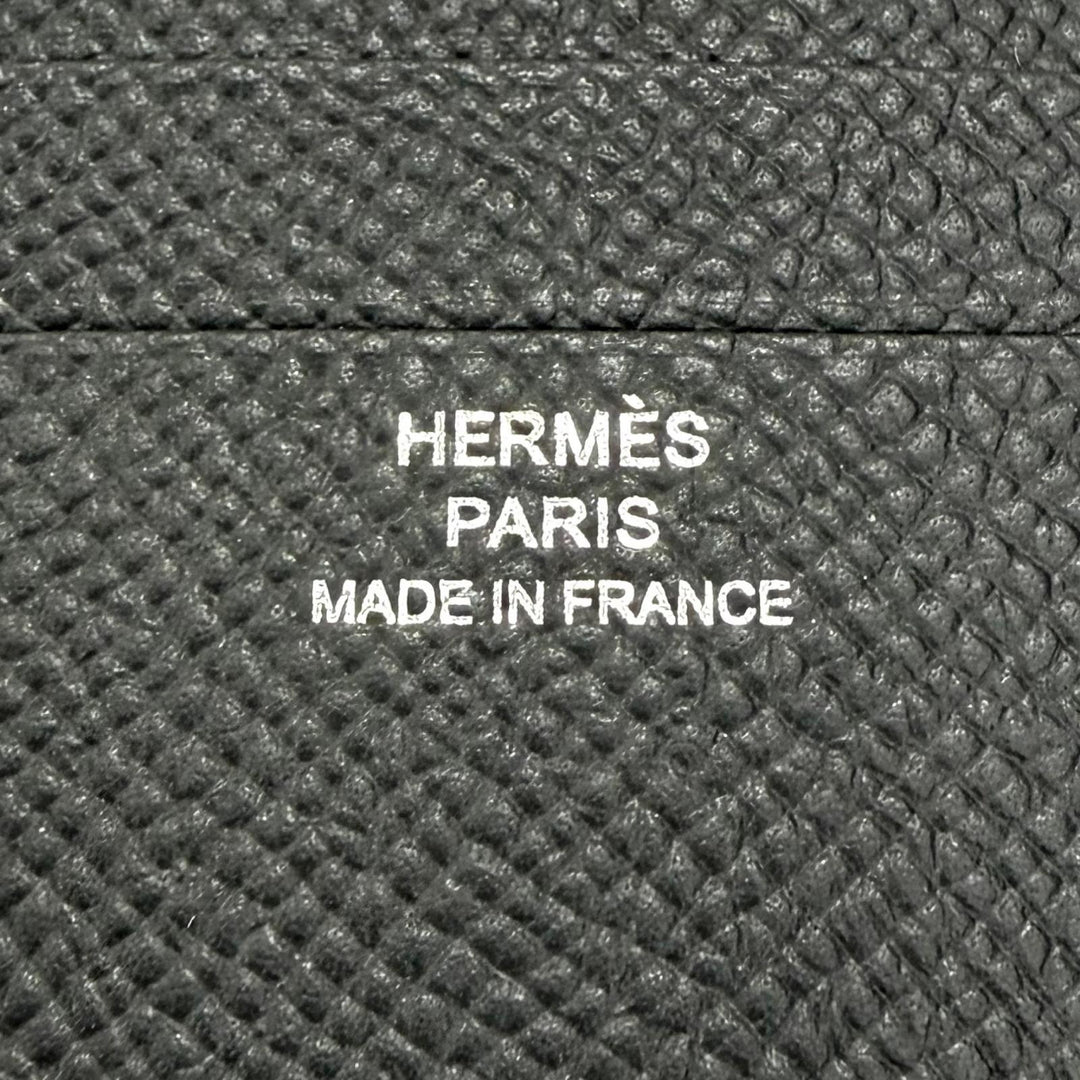 Pristine HERMES Bifold Wallet Citizen Twill Compact black Epsom Leather Women