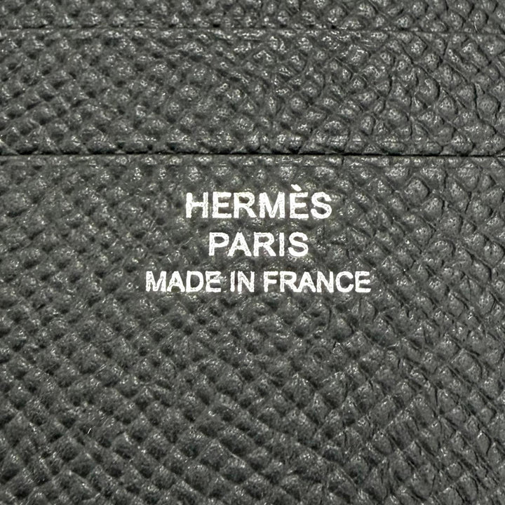 Pristine HERMES Bifold Wallet Citizen Twill Compact black Epsom Leather Women