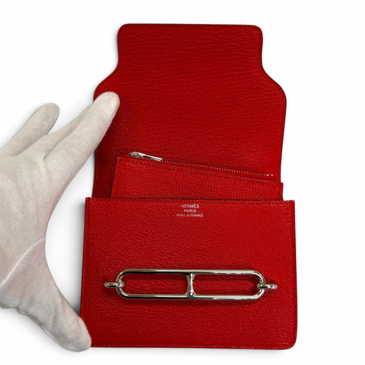 Excellent HERMES Bifold Wallet Loulis Luli Slim Wallet Shave Women