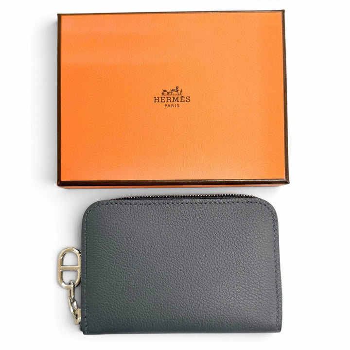 Pristine HERMES Card Case Zip Ango Compact Evercolor Leather Women