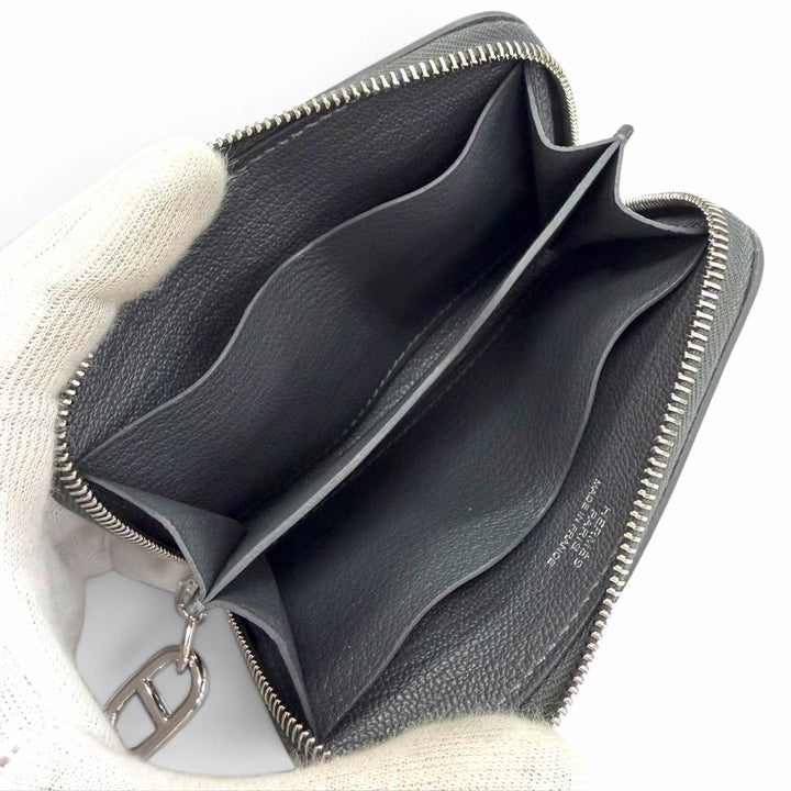 Pristine HERMES Card Case Zip Ango Compact Evercolor Leather Women