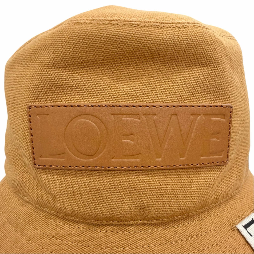 Great LOEWE Logo leather patch canvas fisherman hat bucket hat 57 K820HF1X67