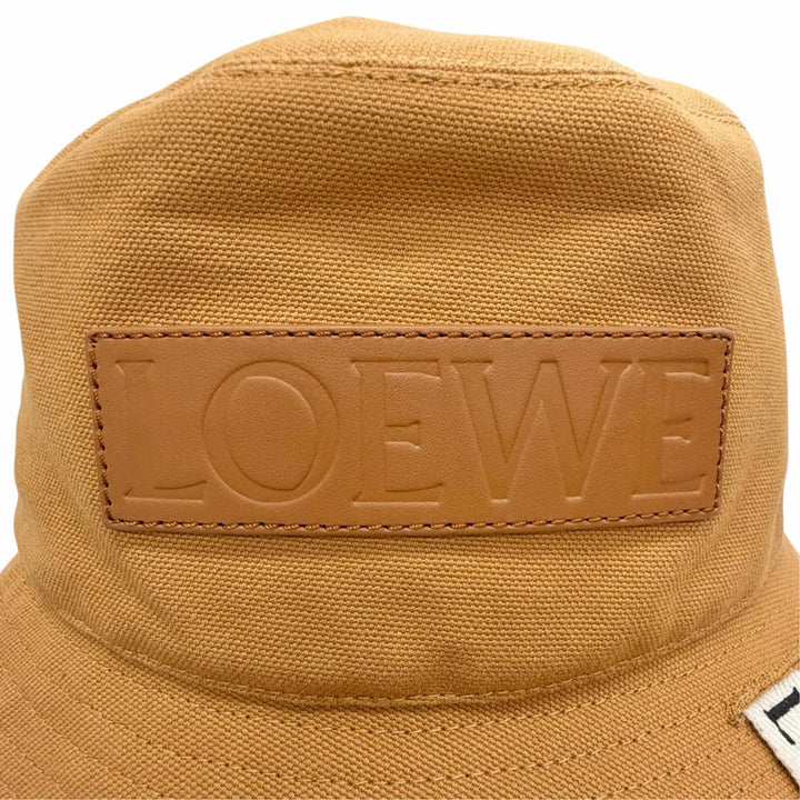 Great LOEWE Logo leather patch canvas fisherman hat bucket hat 57 K820HF1X67