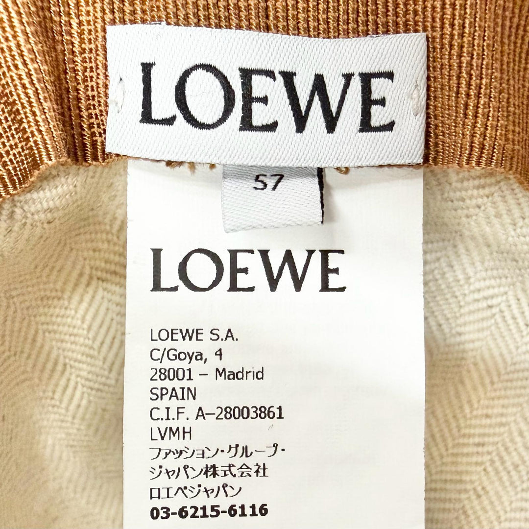 Great LOEWE Logo leather patch canvas fisherman hat bucket hat 57 K820HF1X67