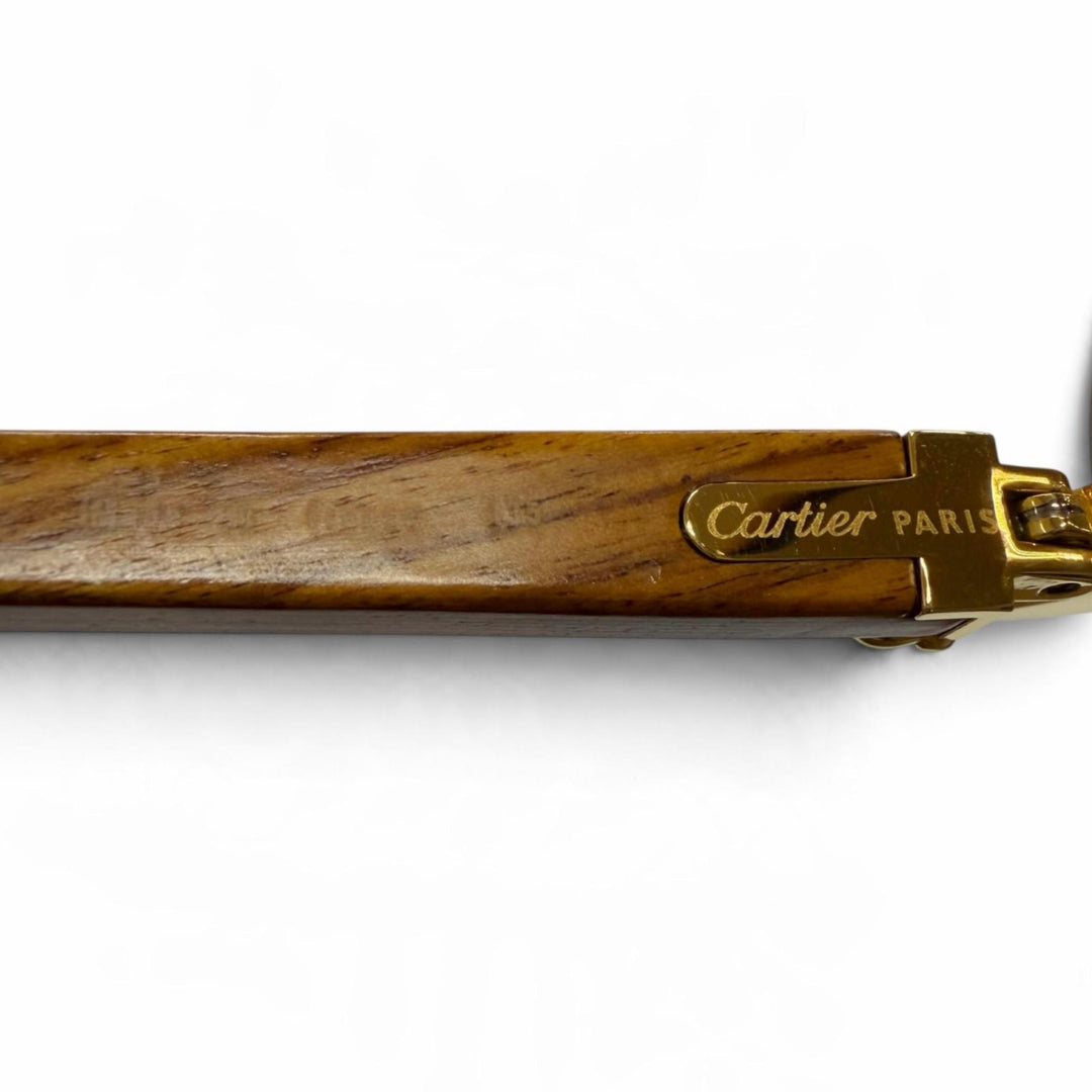 Great Cartier sunglasses Malmaison Trinity With Metal logo Brown Wood mens