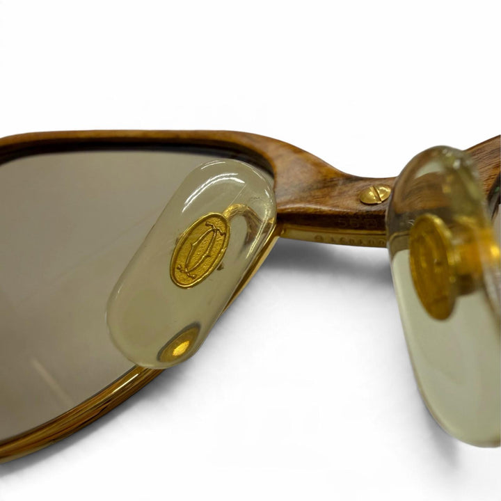 Great Cartier sunglasses Malmaison Trinity With Metal logo Brown Wood mens