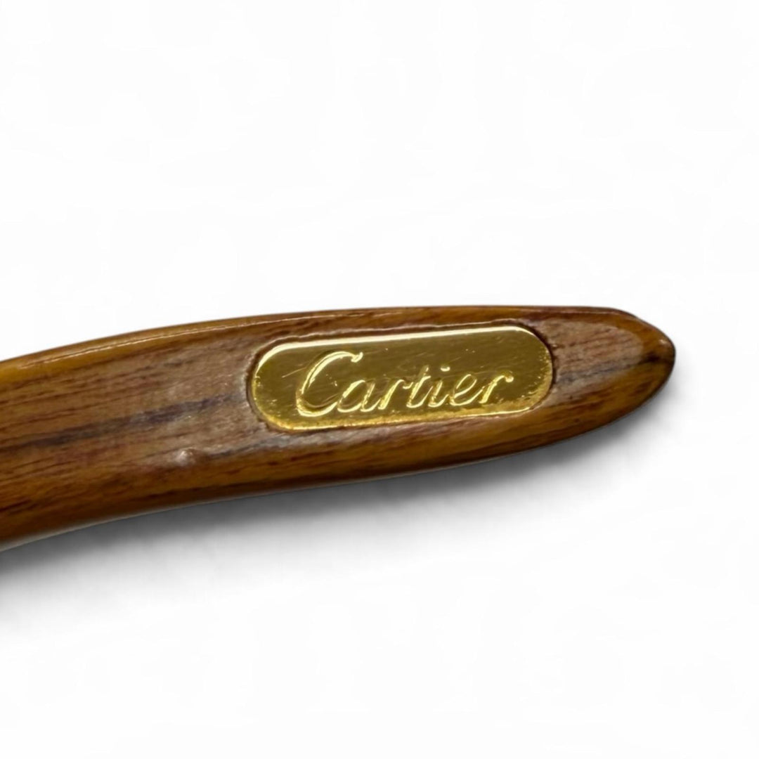 Great Cartier sunglasses Malmaison Trinity With Metal logo Brown Wood mens