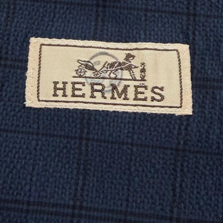 Pristine HERMES two-piece set Check Pattern Seersucker Fabric Single Suit IT 48