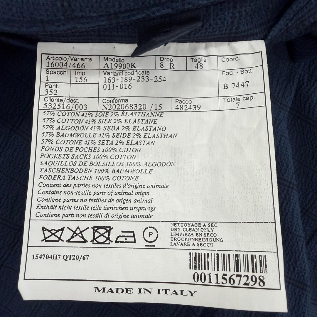 Pristine HERMES two-piece set Check Pattern Seersucker Fabric Single Suit IT 48