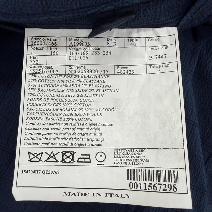 Pristine HERMES two-piece set Check Pattern Seersucker Fabric Single Suit IT 48